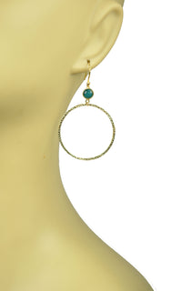 Thumbnail for Gena Myint - Emerald Bezel Circle Earrings -