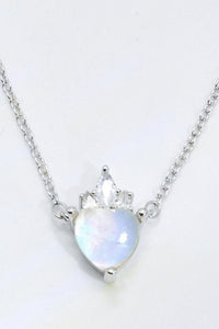 Thumbnail for 925 Sterling Silver Moonstone Heart Pendant Necklace - T - 1 FINISH -