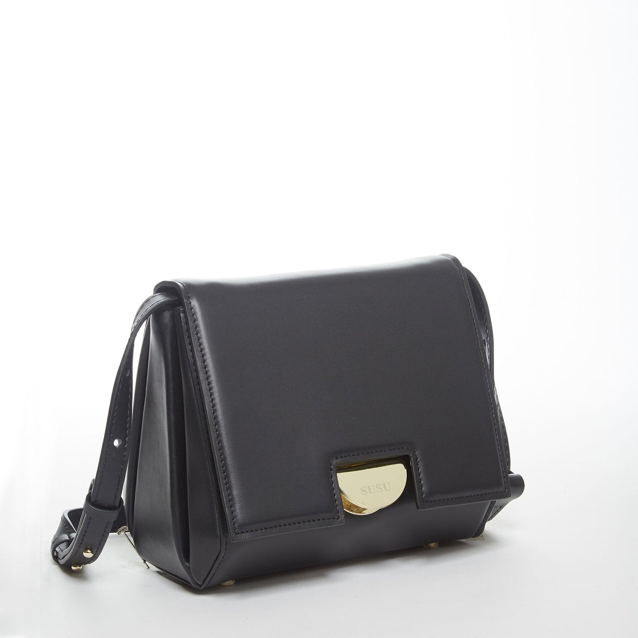 Elizabeth Black Leather Saddle Bag -