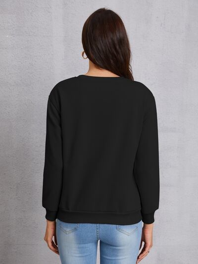 Heart Round Neck Dropped Shoulder Sweatshirt - T - 3 COLORS -