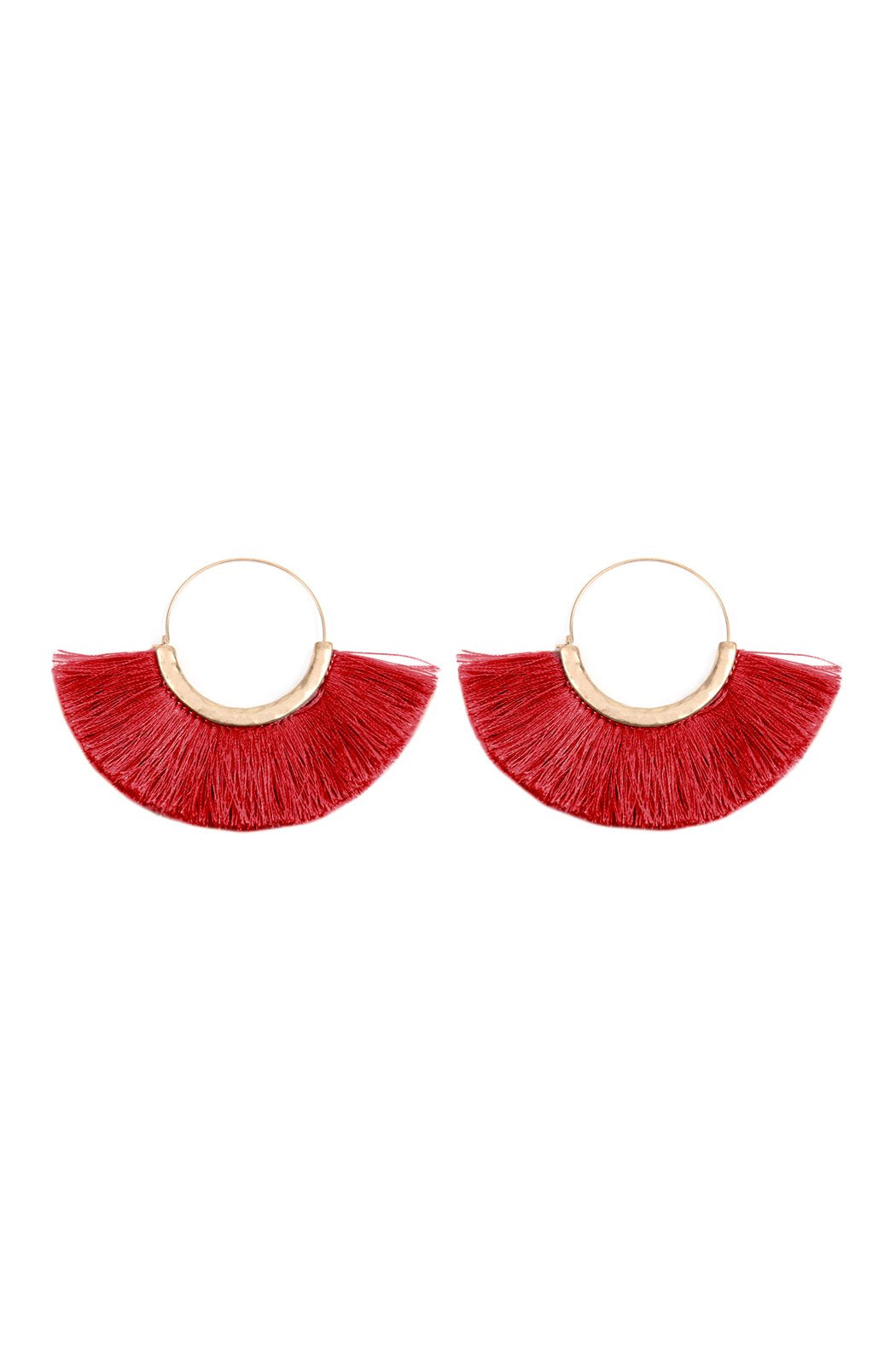 Fan Tassel Hoop Earring - 15 COLORS -