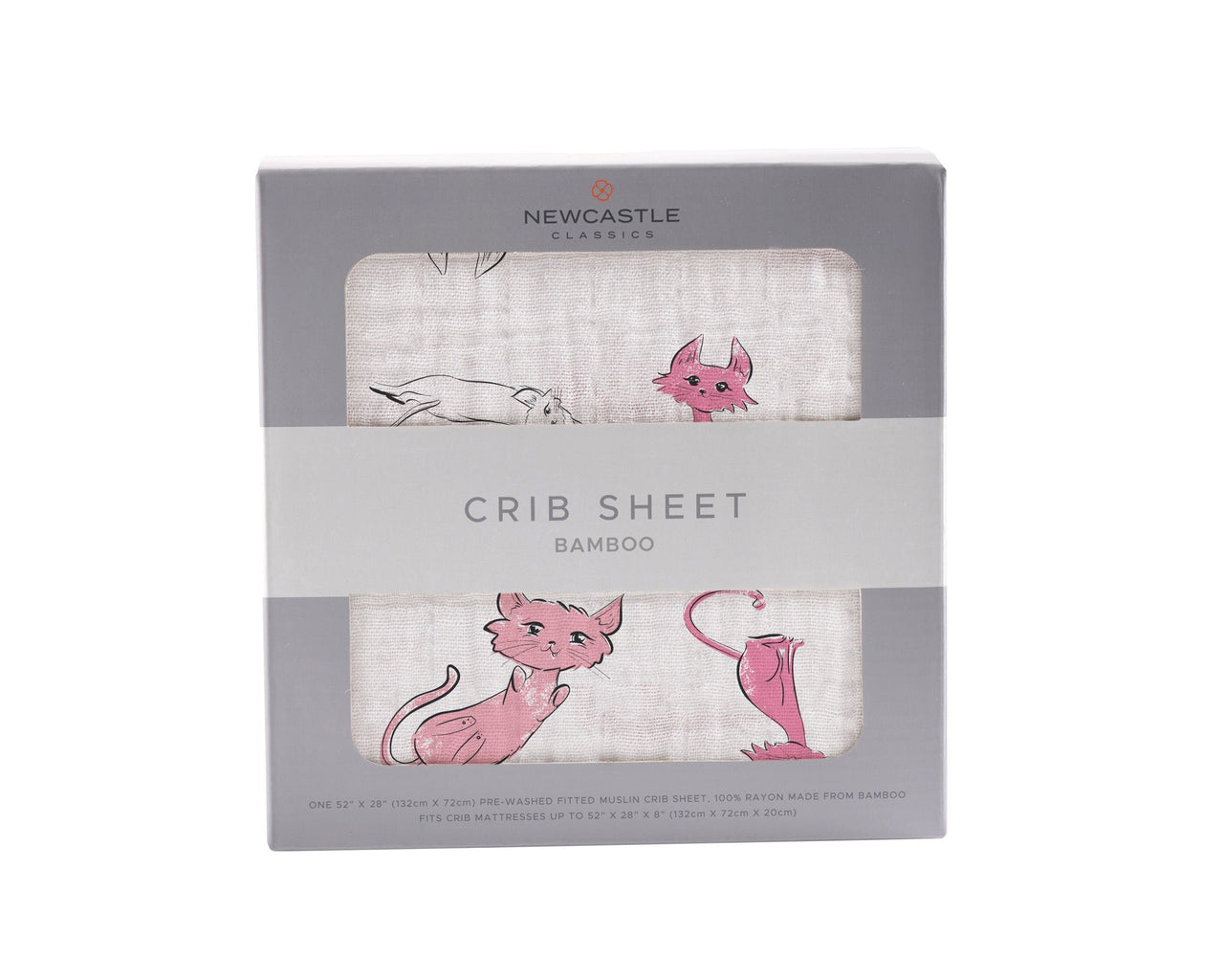 Newcastle - Playful Kitty Bamboo Muslin Crib Sheet -