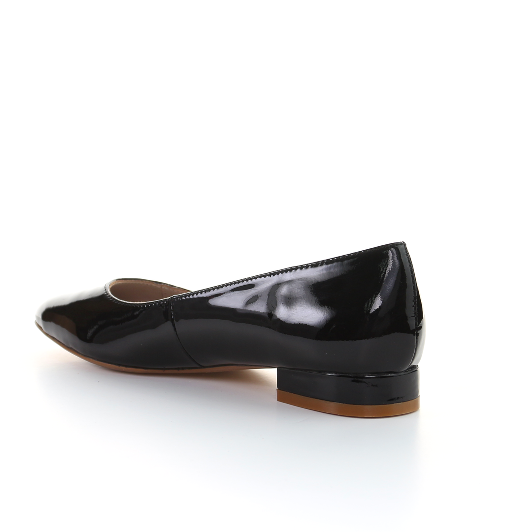 Patent Leather Square Toe Ballerina (Black)