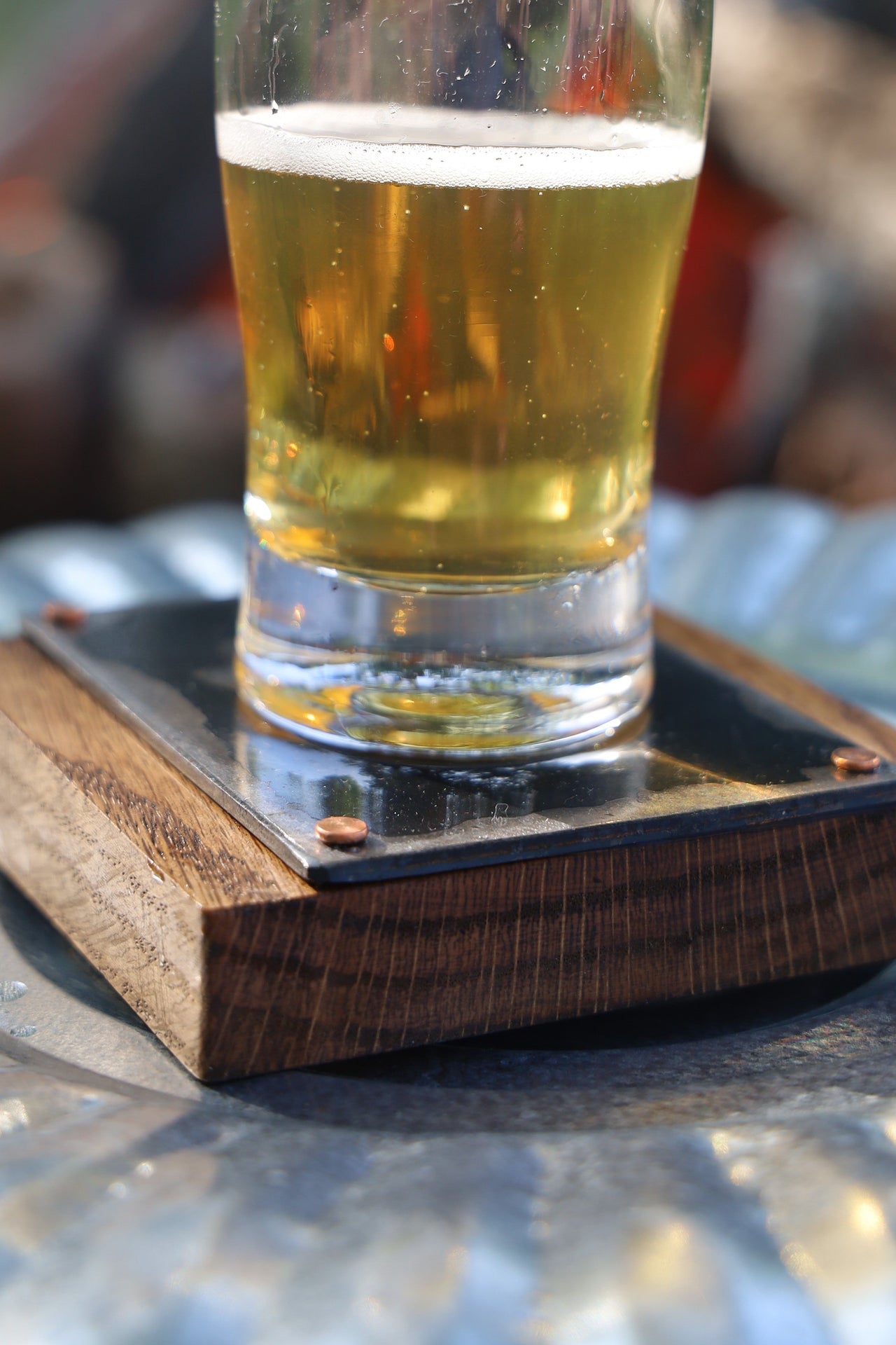 Ja Belle - Beverage Coaster - Forged Steel and Red Oak (Set of 2) -