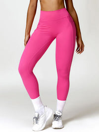 Thumbnail for Ruched Pocketed High Waist Active Leggings - T - 4 COLORS -