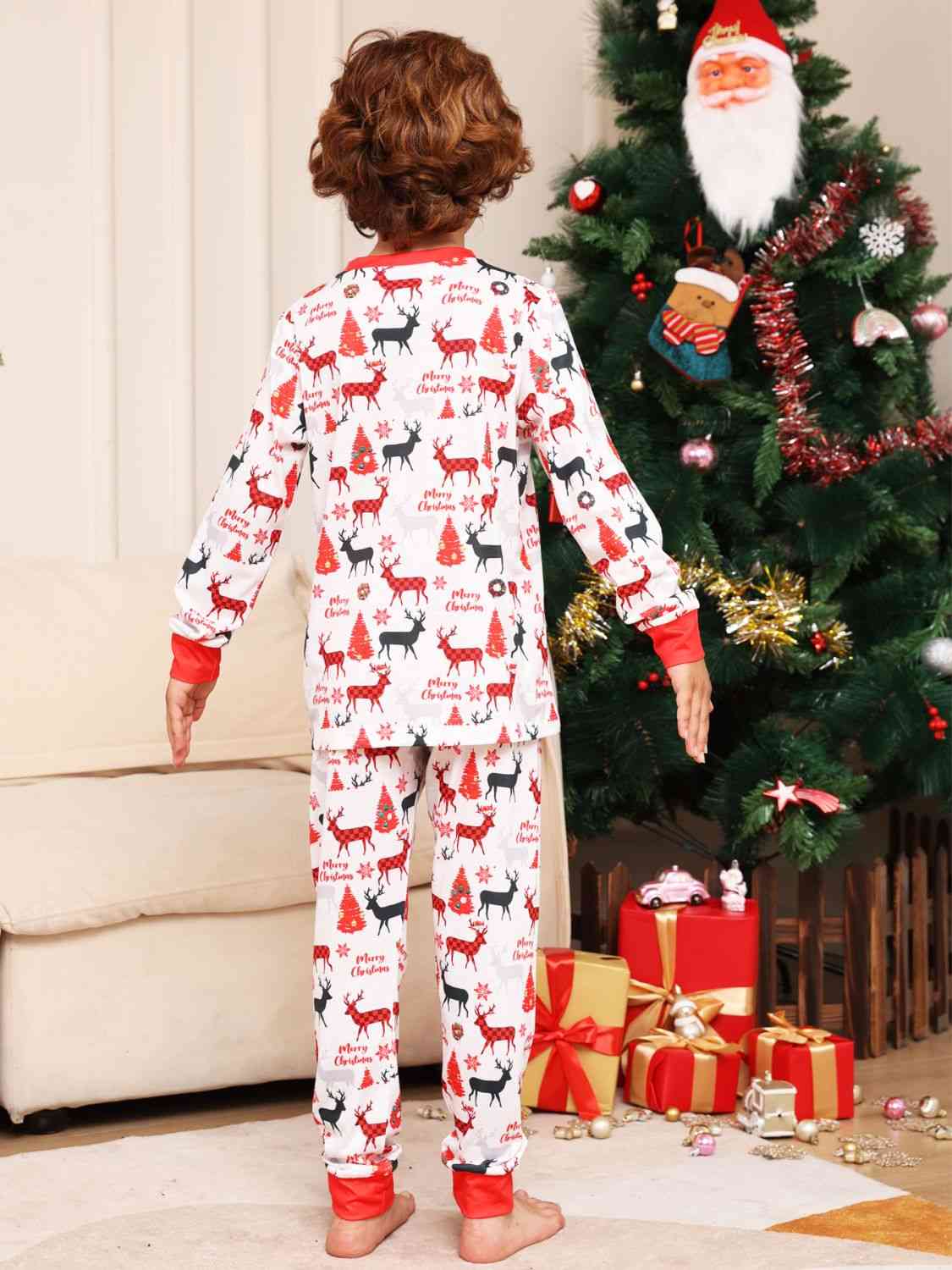 KIDS  Reindeer Print Top and Pants Set - T -