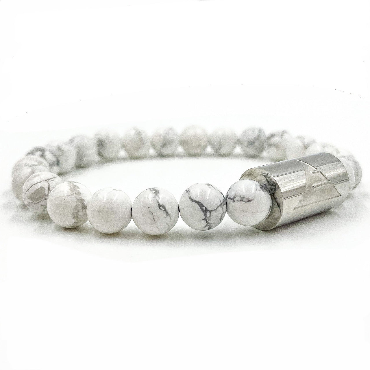 Rocky - White Howlite & Silver Gemstone Beaded Bracelet -