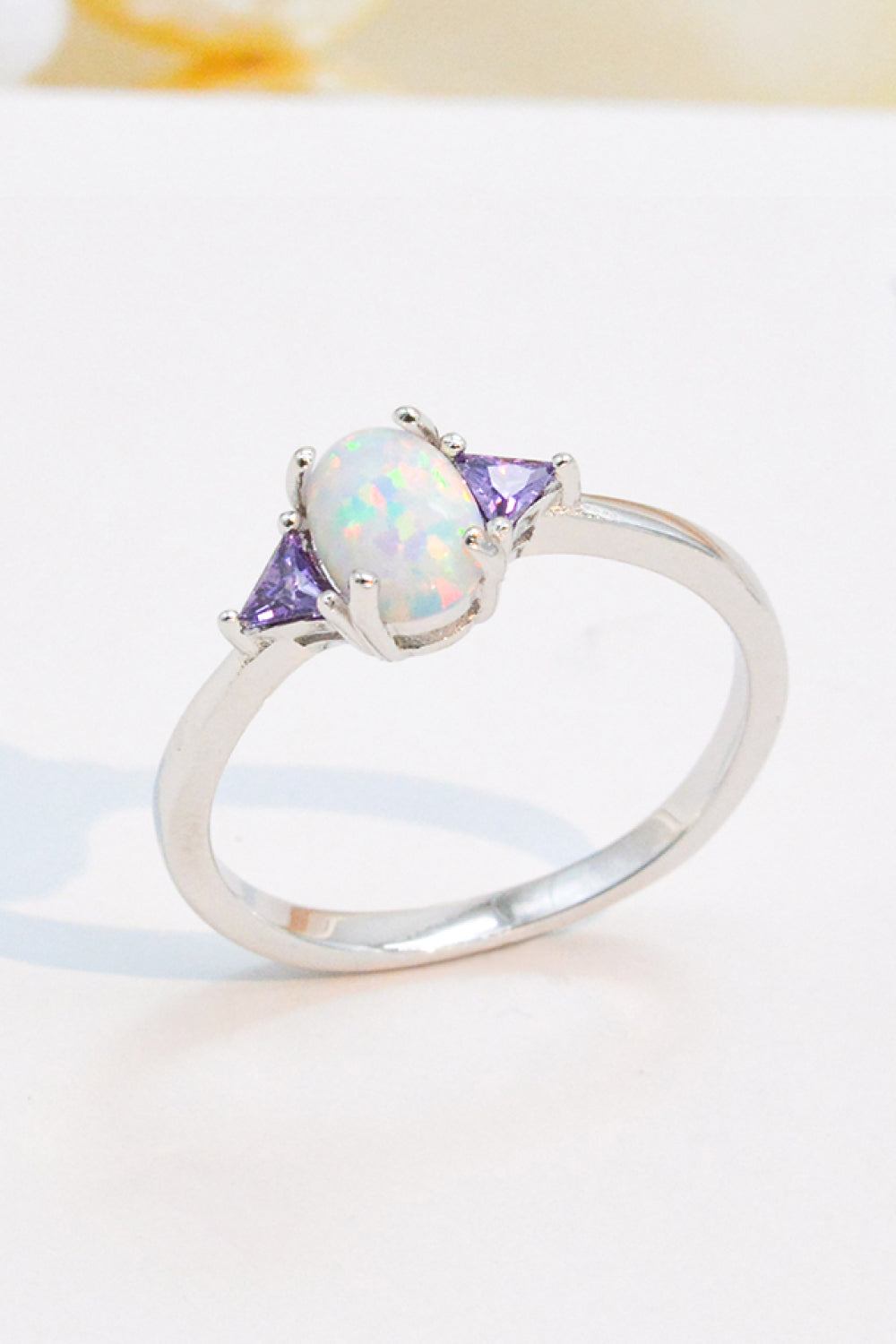 Contrast 925 Sterling Silver Opal Ring - T - SIZES 6 THRU 9 - 4 COLORS -