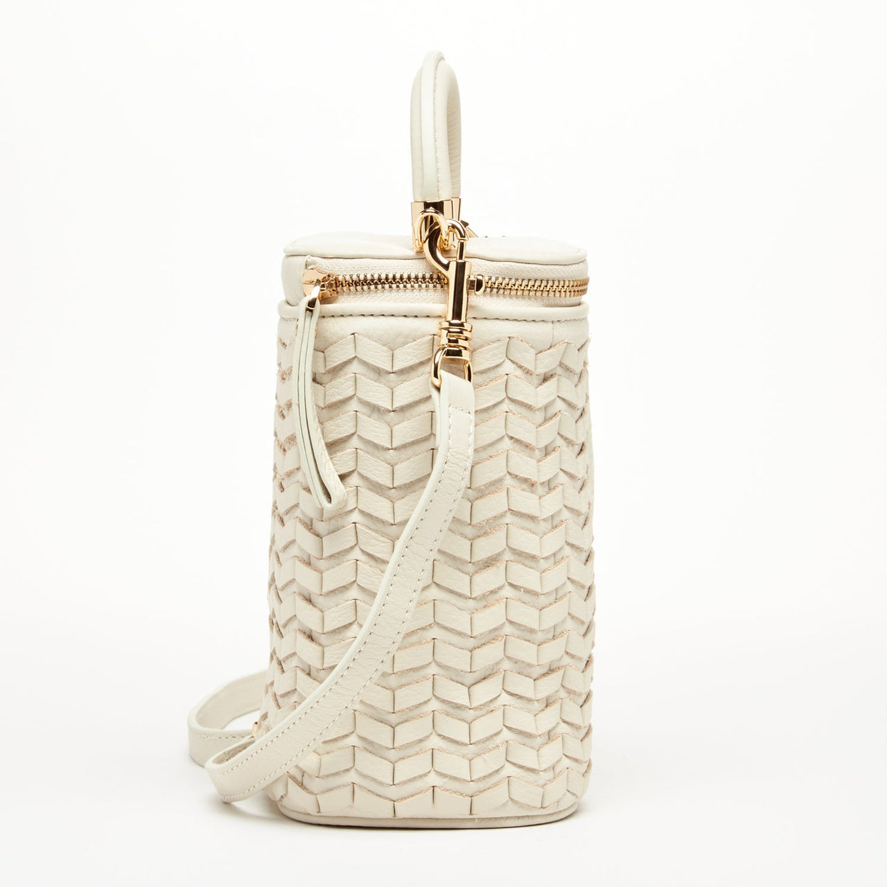 Elsa Basket Weave Leather Bag Off-White -