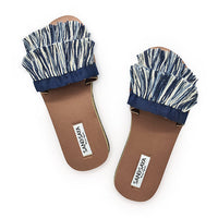 Thumbnail for SAND BY SAYA N.Y. - Irving-Stripe Fringe- White and Blue Stripe Waterproof Espadrille Flat - 3 COLORS -