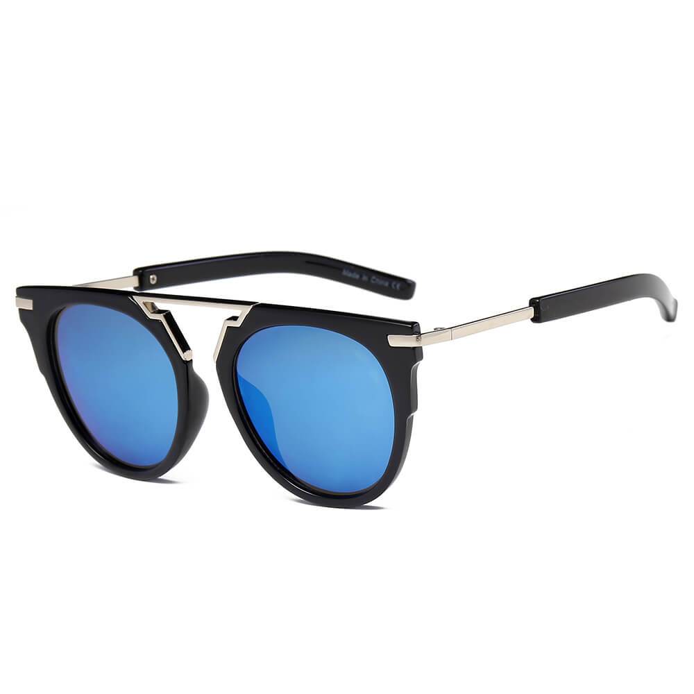 Hanover | S2004 - Unisex Fashion Brow-Bar Round Sunglasses - 5 COLORS -