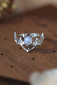 Thumbnail for Moonstone Bat 925 Sterling Silver Ring - T - SIZES 6 THRU 9 -