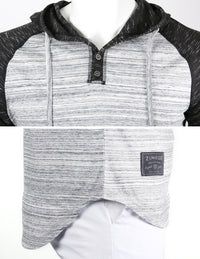 Thumbnail for Long Sleeve Raglan Henley Round Bottom Hood T-Shirts - Space Grey - 1 COLOR -