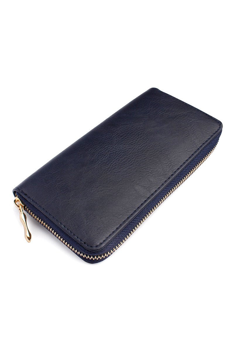 Riah Fashion - Classic Single Zipper Wallet - 13 COLORS -