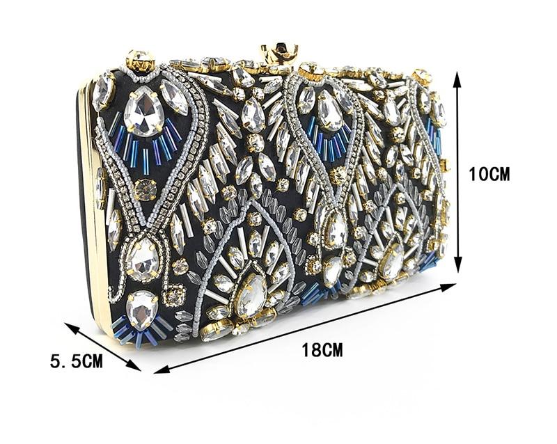 Sharon Tatem - Clutch Handbag Luxury Diamond Rhinestone Clutch Bags - Exquisite Clutches Pearls Beaded Chain Handbags Wedding Purse - 3 (1) SIDE COLORS -