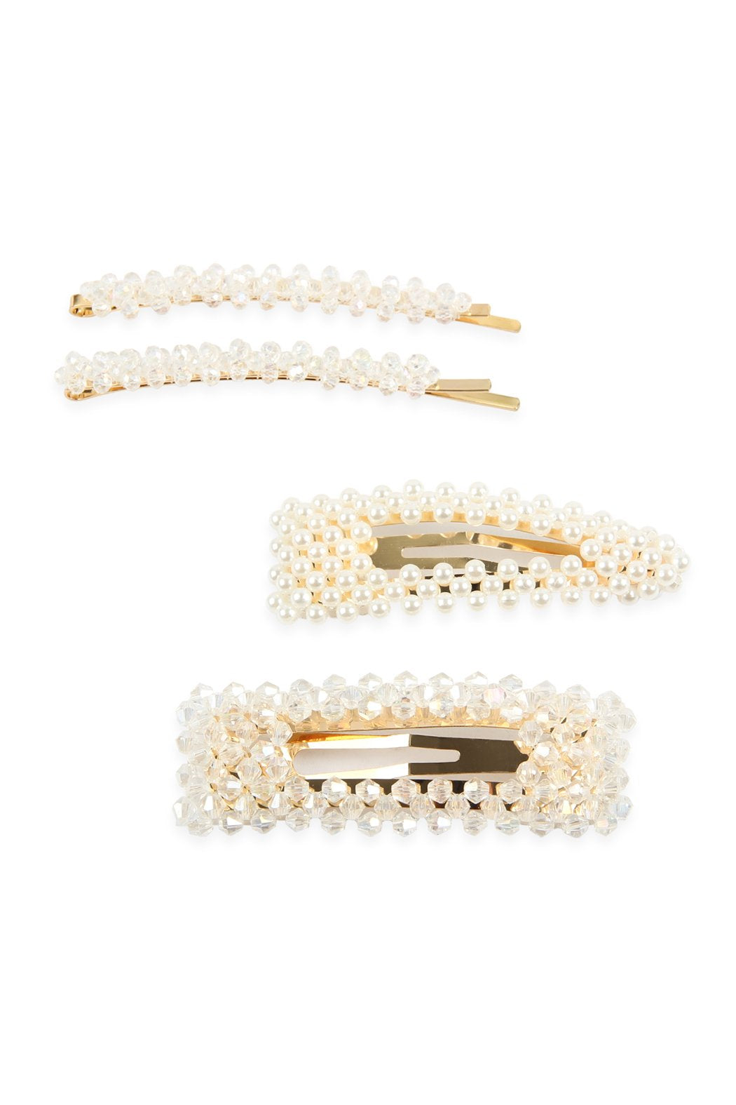 Riah Fashion - Glass Beads and Pearl Hair Pin Set - 3 COLORS