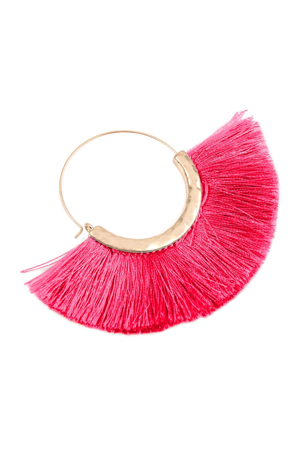 Fan Tassel Hoop Earring - 15 COLORS -