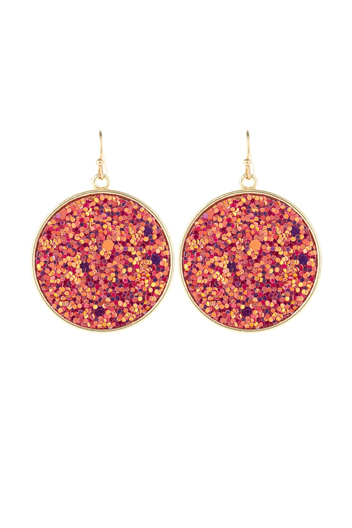 Riah Fashion - Disc Sequin Leather Drop Earrings - 8 COLORS -