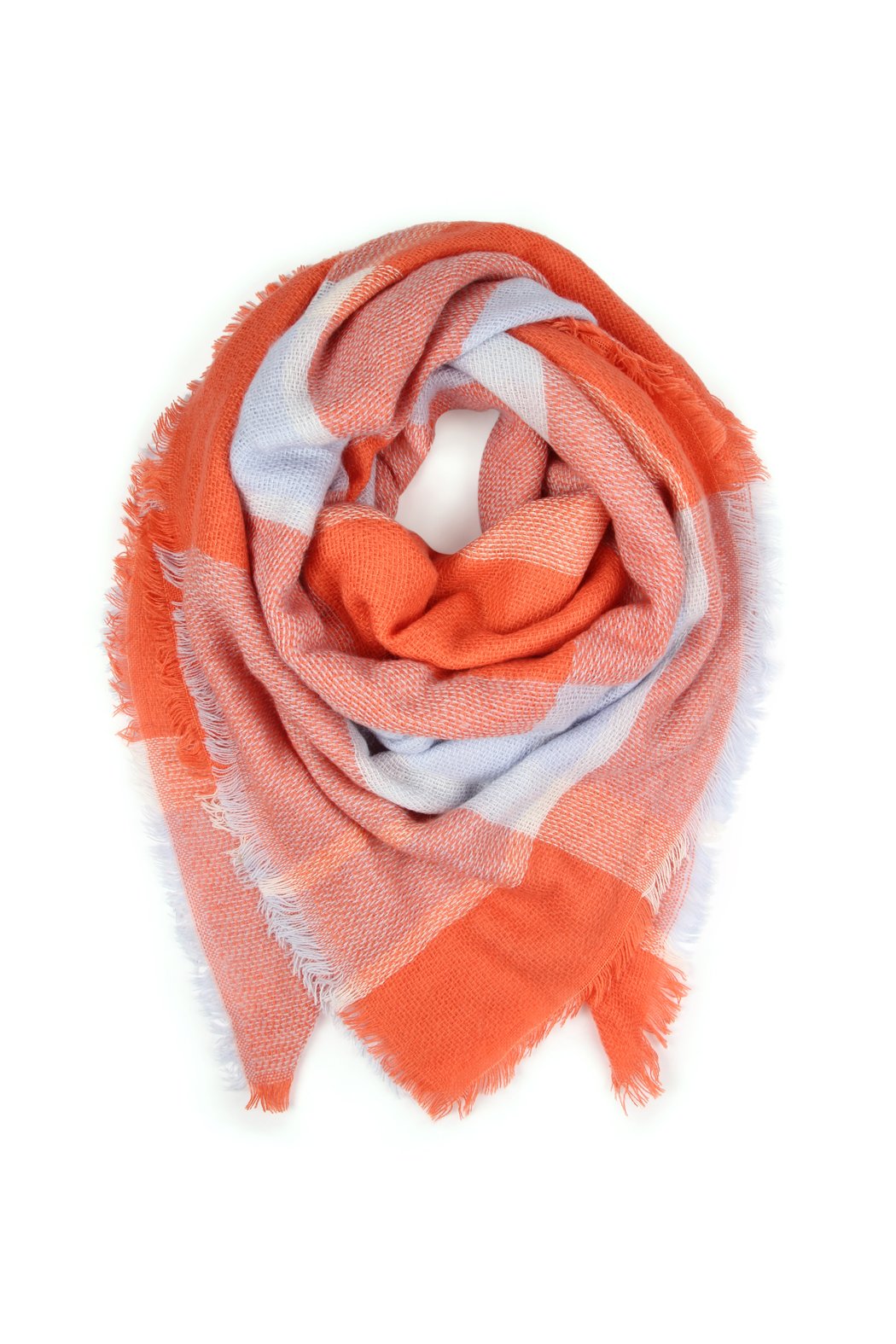 Riah Fashion - Colorblock Fringed Blanket Scarf -