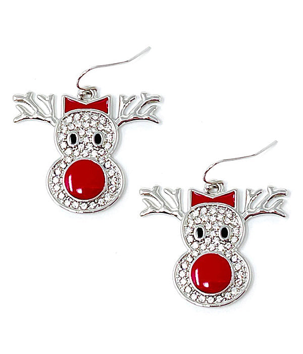 Christmas Reindeer Pave Crystal Earrings - MC -