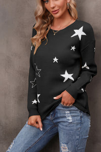 Thumbnail for Star Round Neck Sweater - T - 2 COLORS -