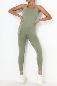 Thumbnail for Crisscross Wide Strap Active Jumpsuit - T - 11 COLORS -