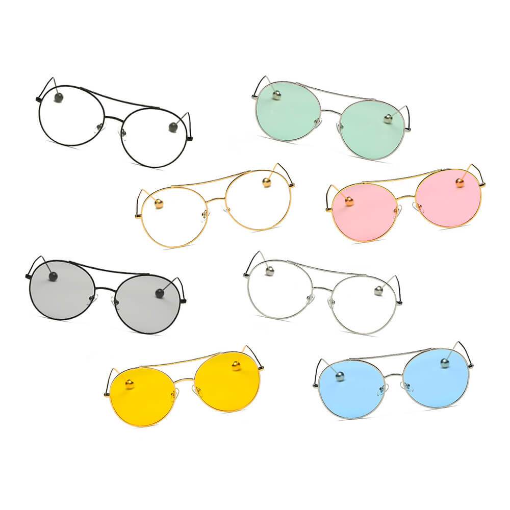 Eureka | Round Tinted Lens Aviator Glasses Balled Sunglasses - 8 COLORS -