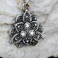 Thumbnail for 316L Stainless Steel Jeweled Vintage Lotus Dangle Navel Ring -