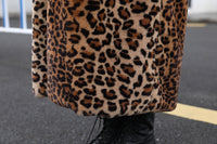 Thumbnail for Sharon Tatem - Faux Fur - Leopard Print - Rabbit Tailored Collar - Warm Thick X-Long Coat Long Sleeve Jacket -