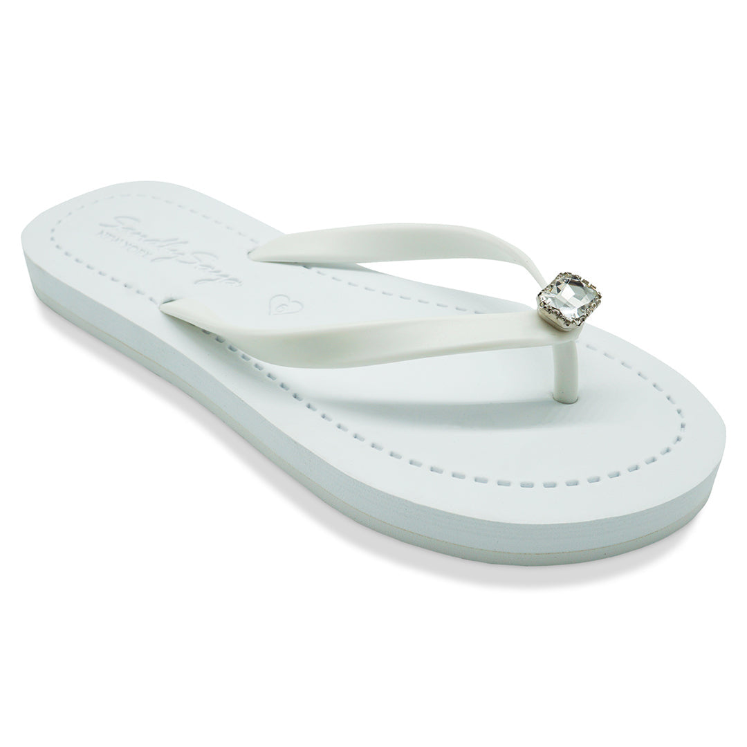 SAND BY SAYA N.Y. - Rectangle Studs New - Rhinestones Flat Flip Flops Sandal - 3 COLORS -