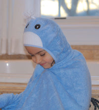 Thumbnail for Little Ashkim - Bamboo Rayon Whale Hooded Turkish Towel: Little Kid -