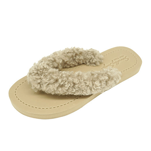 SAND BY SAYA N.Y. - Teddy Shearling - Flat Flip Flops Sandal - 1 COLOR -