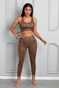 Thumbnail for Printed Sports Bra and Leggings Set - 2 PCS - MULTI COLR & LEOPARD - 2 COLORS -