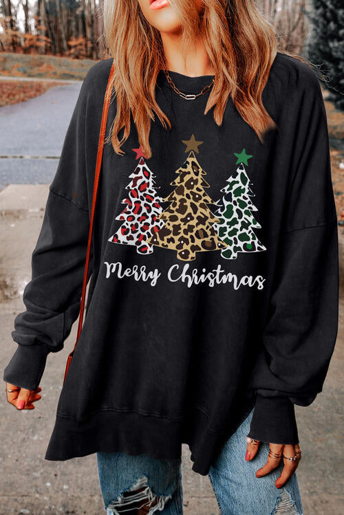 MERRY CHRISTMAS - Graphic Dropped Shoulder Sweatshirt - T - 1 COLOR -