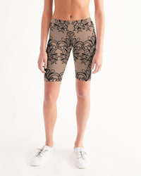 Thumbnail for Chaluisant - Black & Nude Lace Women's Mid-Rise Bike Shorts -