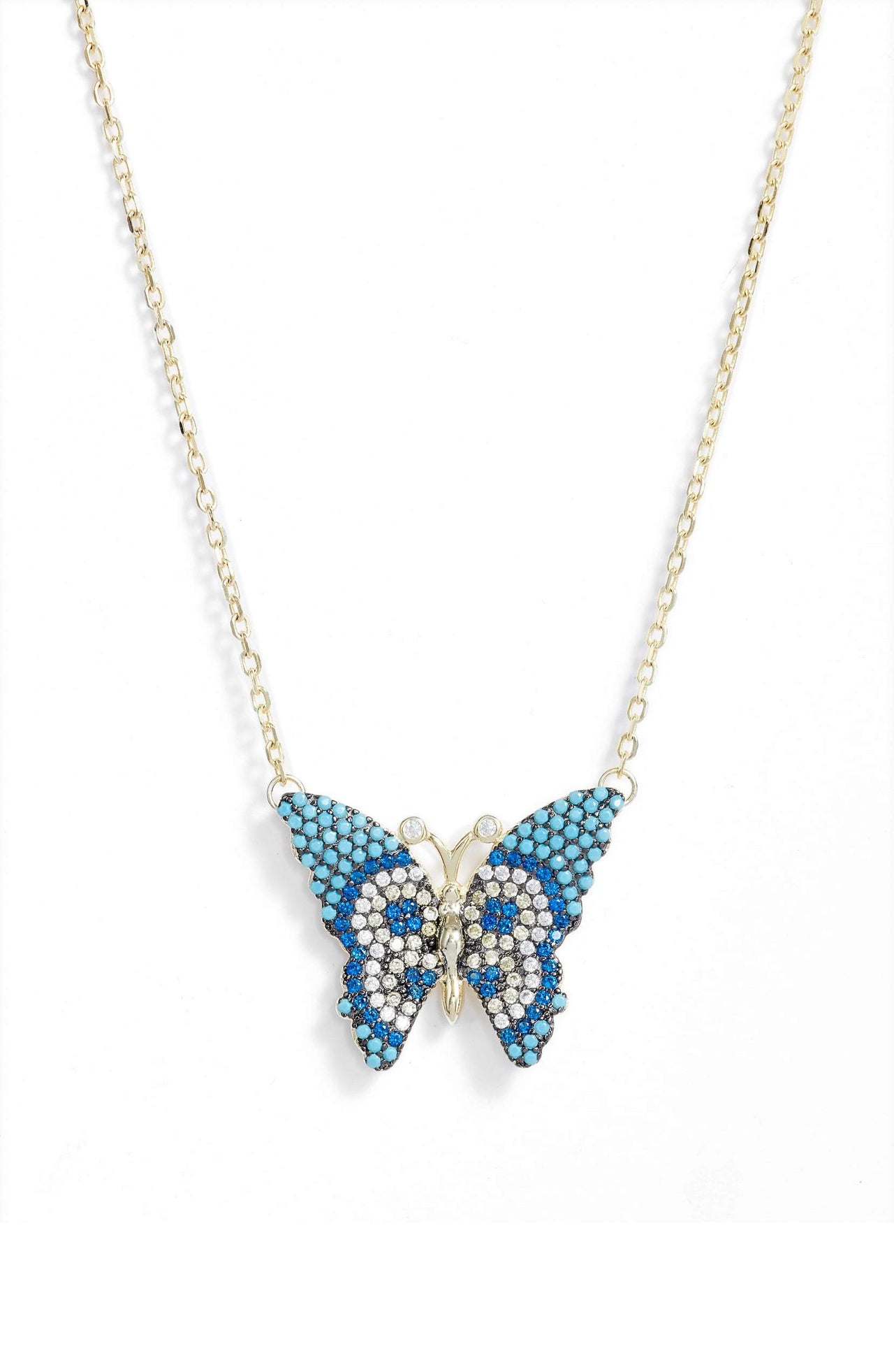 Knotty - Butterfly Pave Charm Necklace -