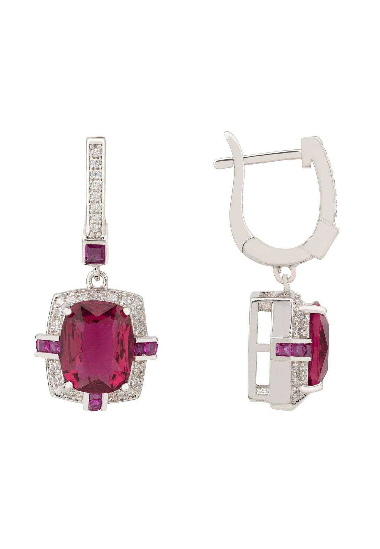 LATELITA - Clarence Silver Earrings Ruby -