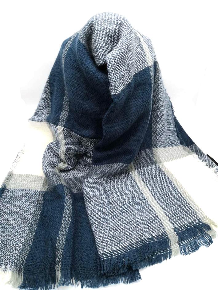 Riah Fashion - Colorblock Fringed Blanket Scarf -