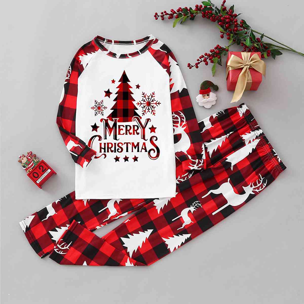 MERRY CHRISTMAS Graphic Top and Pants Set - T - SOLD BY SIZE / 2 PCS. - 4 SIZES -