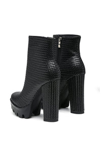 Thumbnail for London Rag - Moleski Textured Block Heeled Boots - 2 COLORS -