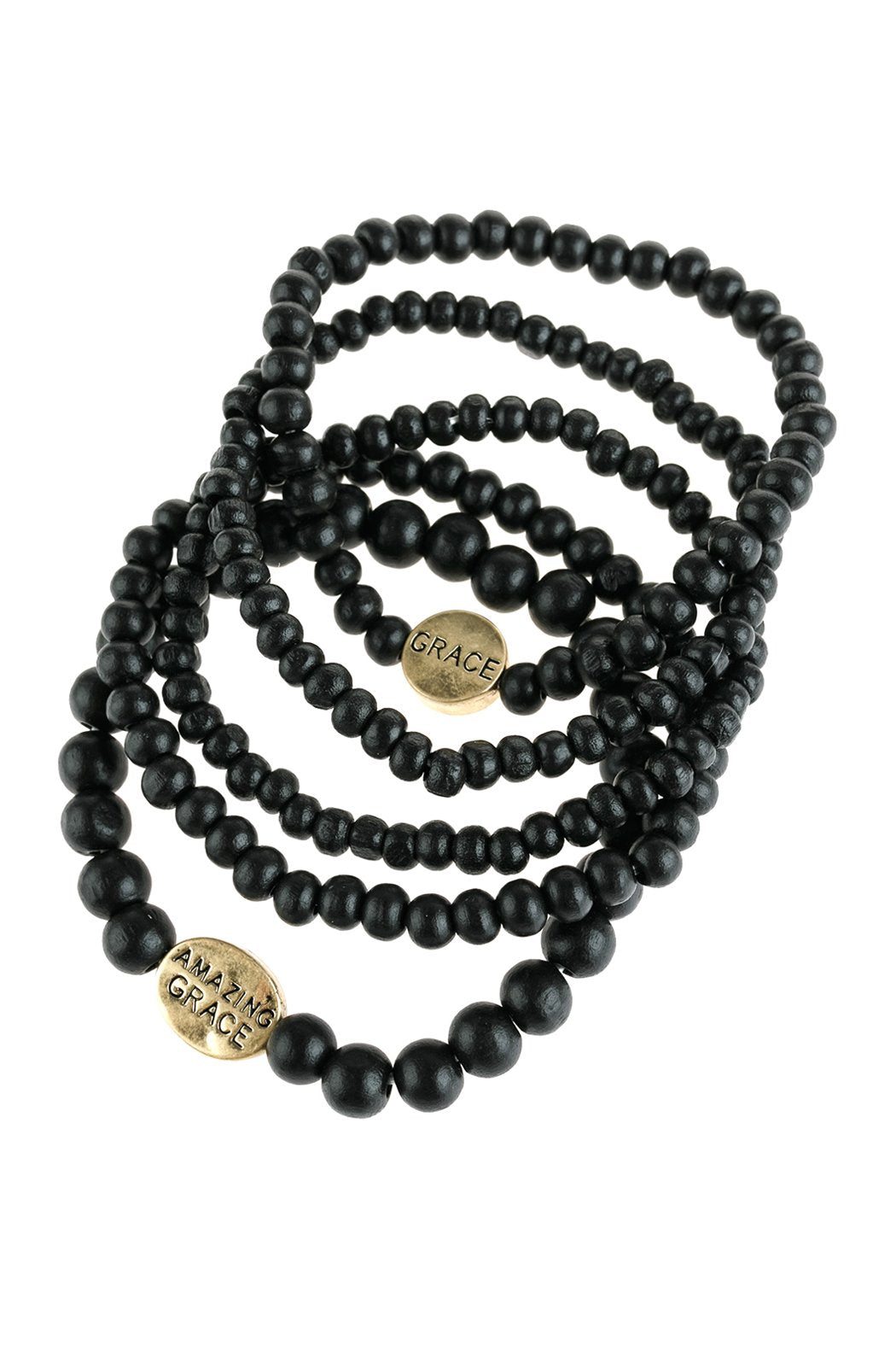 "Grace" Wood Stackable Beaded Bracelet - 4 COLORS