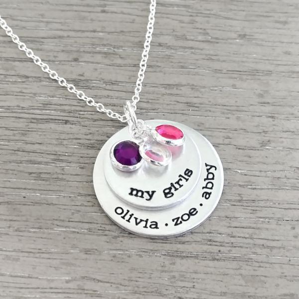 My Girls Necklace With Birthstones -