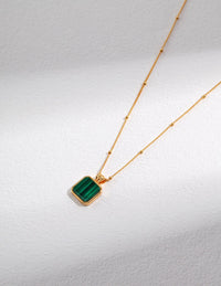 Thumbnail for Satellite Chain Square Malachite Pendant Necklace