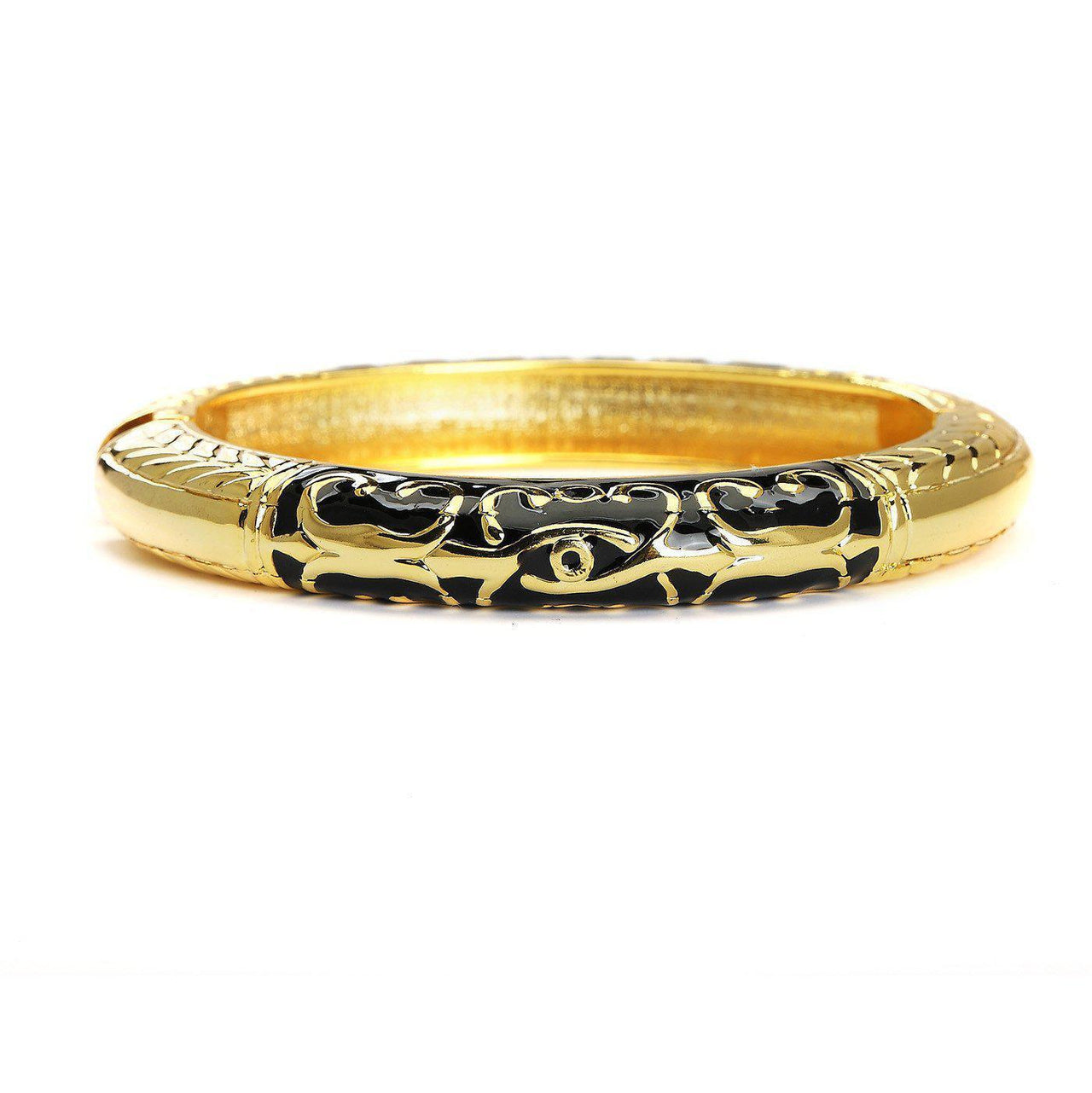 Blinglane - Quaint Quotient Black & Gold Bangle - 1 COLOR -