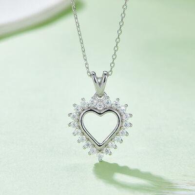 Moissanite 925 Sterling Silver Heart Pendant Necklace