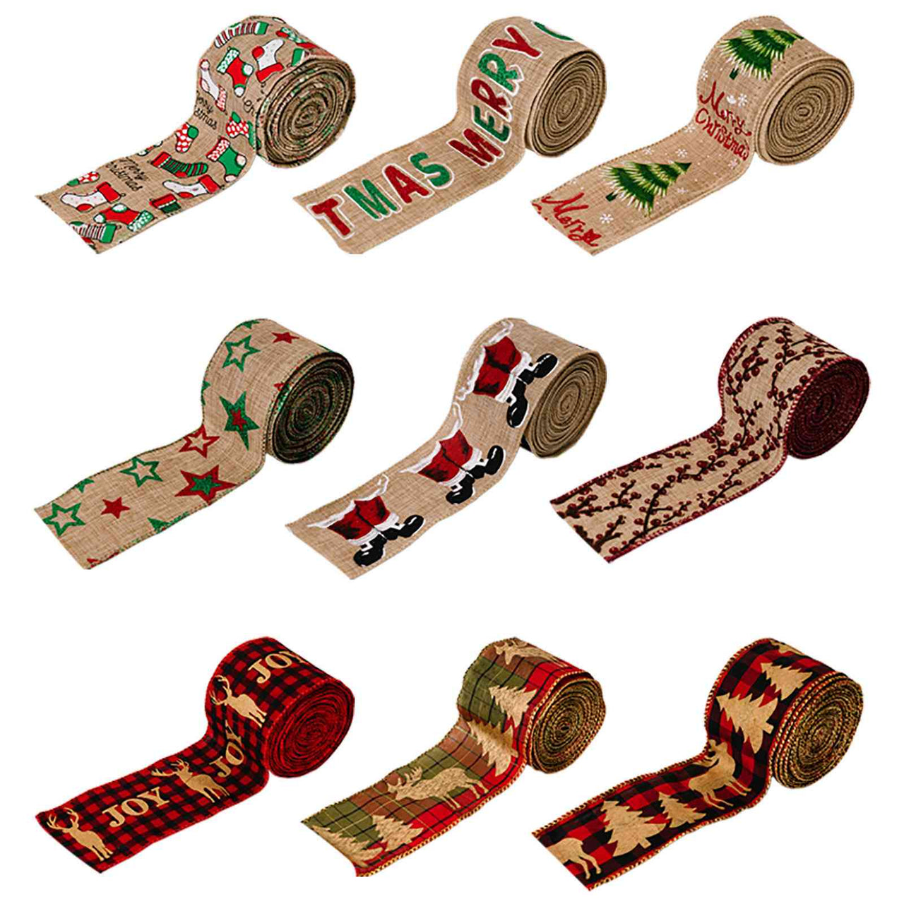 Christmas Polyester Ribbon - [5-10 DAY DELIVERY] - T - 9 PATTERNS/STYLES -