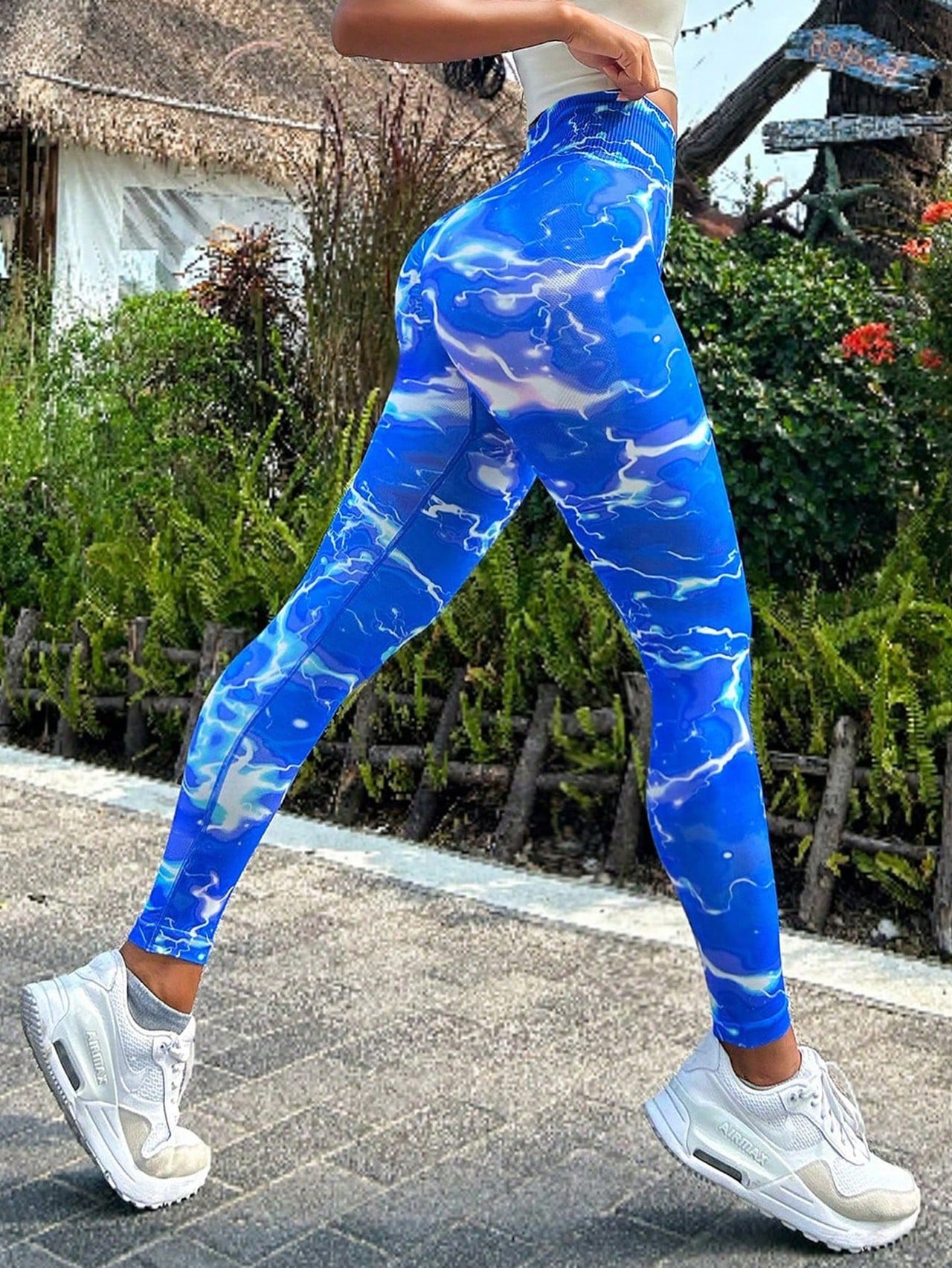 Tie-dye Slim Fit High Waistband Long Active Leggings - T - 1 COLOR -