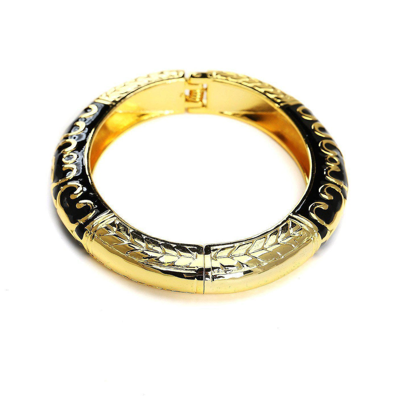 Blinglane - Quaint Quotient Black & Gold Bangle - 1 COLOR -