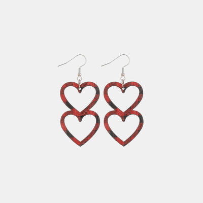 Cutout Heart Shape Wood Earrings - T - 3 COLORS -