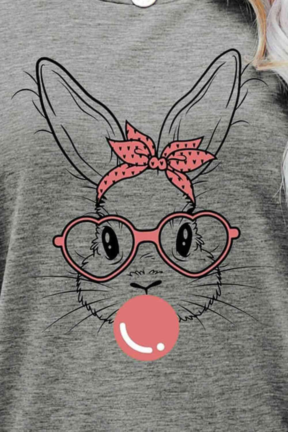 Easter Bunny Graphic Round Neck T-Shirt - T - 6 COLORS -